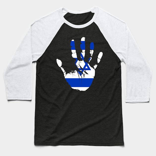 Israel Flag, Cool Israel Hand, Israeli Flag Baseball T-Shirt by Jakavonis